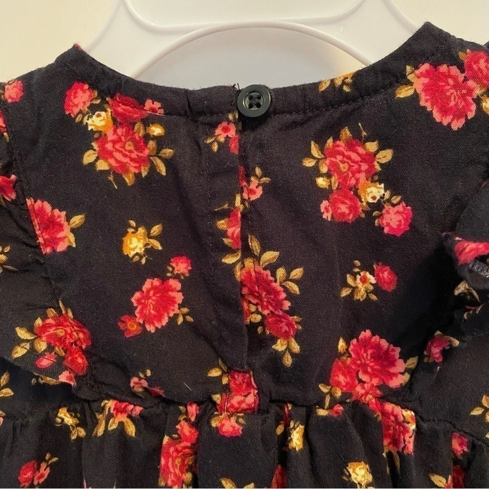 OLD Navy Baby Infant Girls Black & Floral Long Sleeve Dress Size 3-6 Months